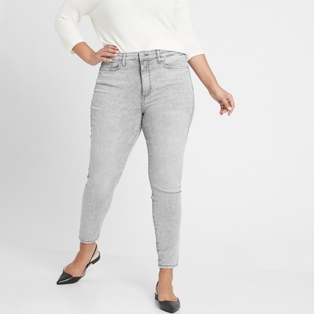 Banana Republic Curvy Mid-Rise Grey Acid Wash Skinny Jeans Size 18